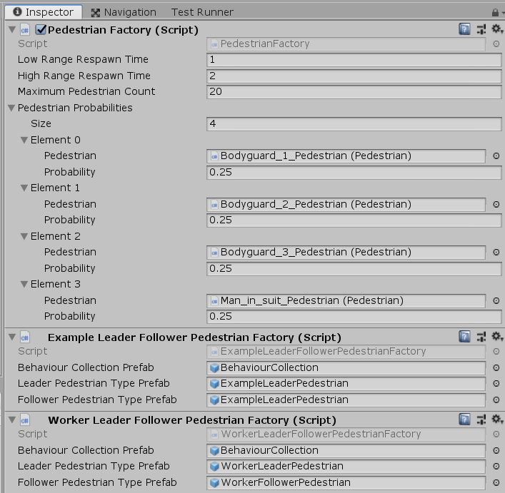 Add new pedestrian factory to scene