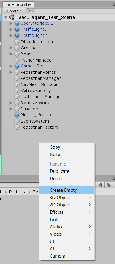 Creating empty GameObject example