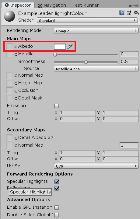 New material colour example