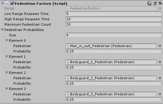 Pedestrian Factory Configuration